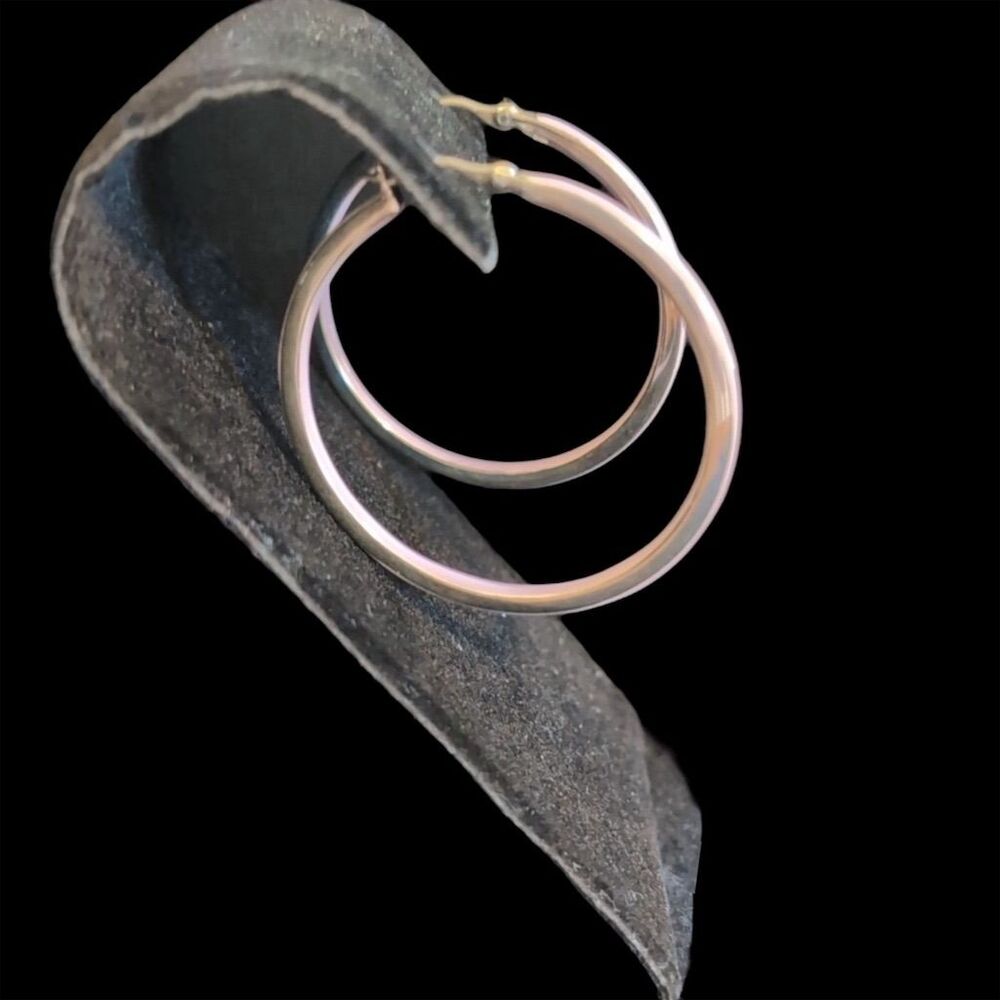 Pink Enamel Sterling Silver Earrings 1" Snap Closure
